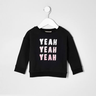 Mini girls black yeah yeah yeah sweatshirt